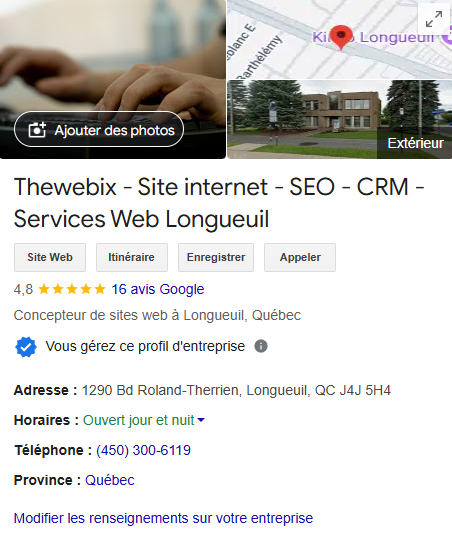 Fiche Google My Business - The Webix