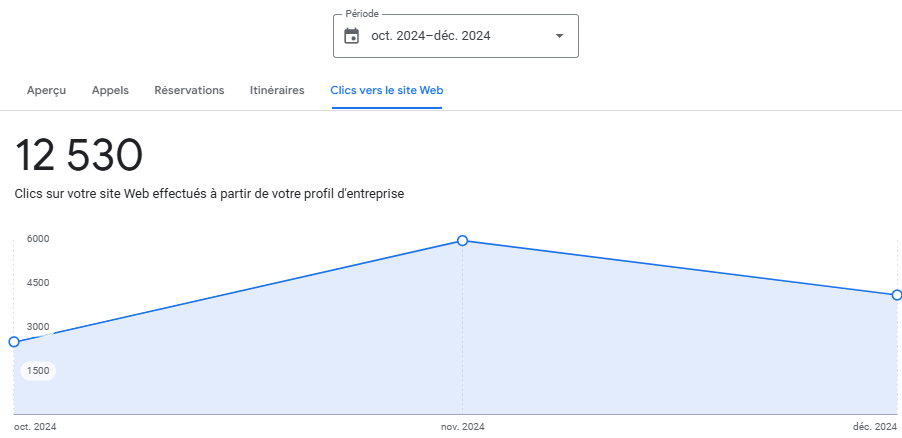 Clics vers le site web - Performance - Google My Business