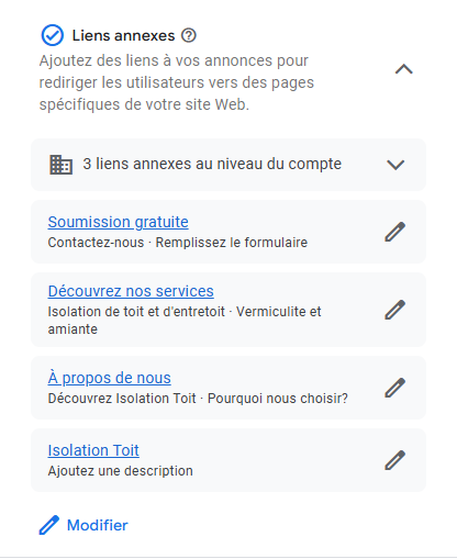 Liens annexes-achat-de-mot-clés-google-ads