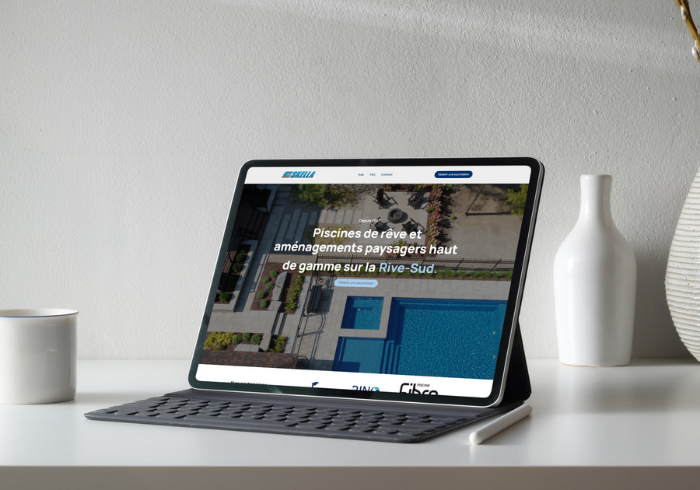 landing page - Exemple sur un ipad - entreprise piscine skella