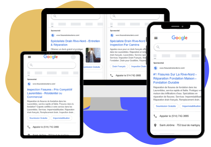Agence Google Ads - Démonstration de campagnes google ads avec des titres centrés sur les recherches locales