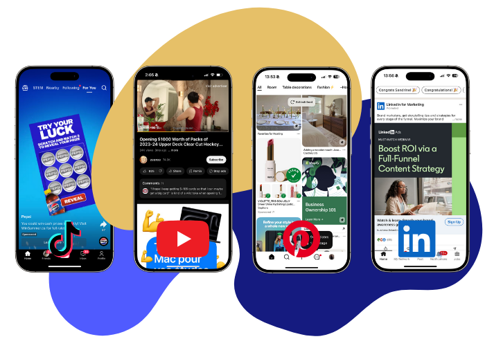 Agence multi-plateformes - Démonstration de publicités sur plusieurs plateformes de réseaux sociaux