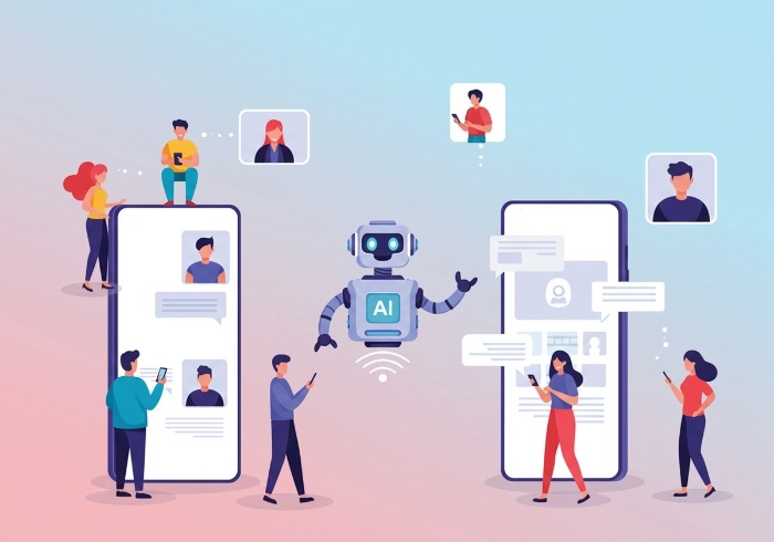 deux téléphones cellulaires - contenu AI - référencement GEO