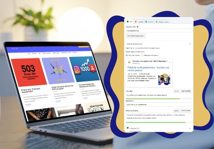 Ordinateur sur la page de blog de the webix - SEO complet