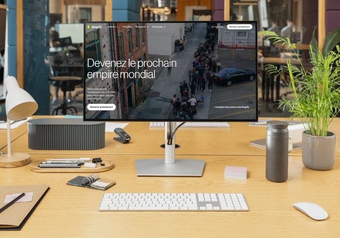 ordinateur sur l'écran d'accueil de shopify - site transactionnel shopify